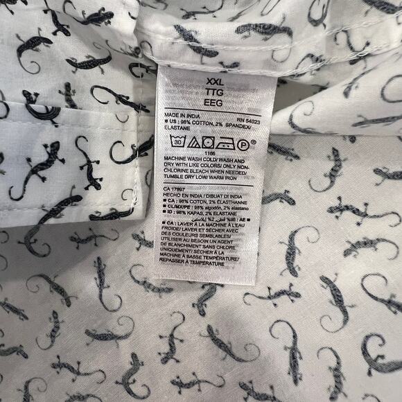 Old Navy Men's White W/Gecko Print Classic Slim Fit Button Down Shirt - SIZE XXL - Picture 5 of 7